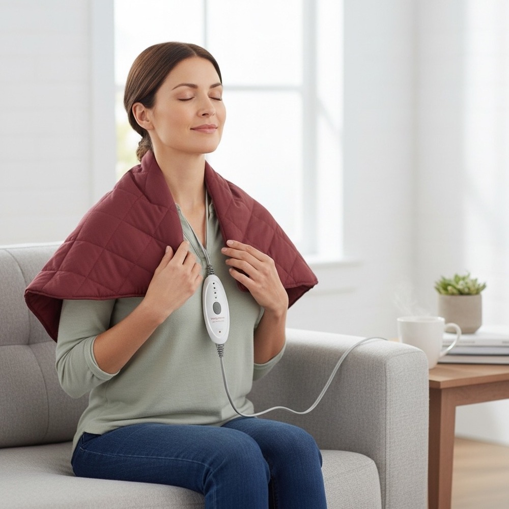 Walgreens Sunbeam Fast-Heat Heating Pad XpressHeat Burgundy 12x15in Excellent